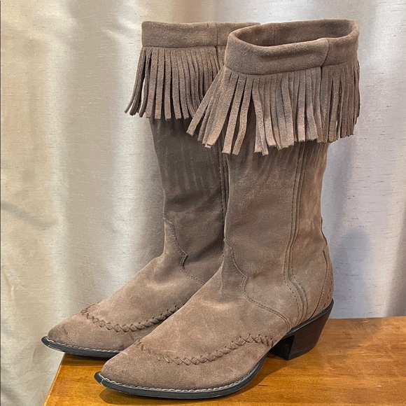 Durango Shoes - DURANGO CRUSH MAMIE WESTERN FRINGE & WHIPSTITCH SUEDE BOOT SIZE 6.5 NWOT